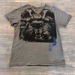 Vintage Y2K Marc Ecko Cut & Sew Tiger Samurai Japanese Logo T-Shirt Faded Size L
